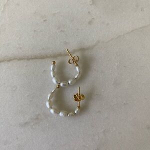 Mejuri pearl hoop earrings